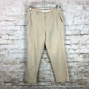 Anthropologie Elevenses Stovepipe Beige Crops Sz 0